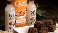 Crispy treats made with Quest Cinnamon Crunch Protein and Bai Molokai Coconut