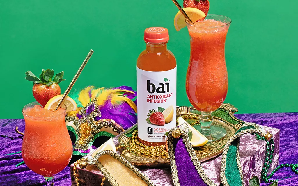 Mardi Gras Hurricanes with Bai Sao Paulo Strawberry Lemonade