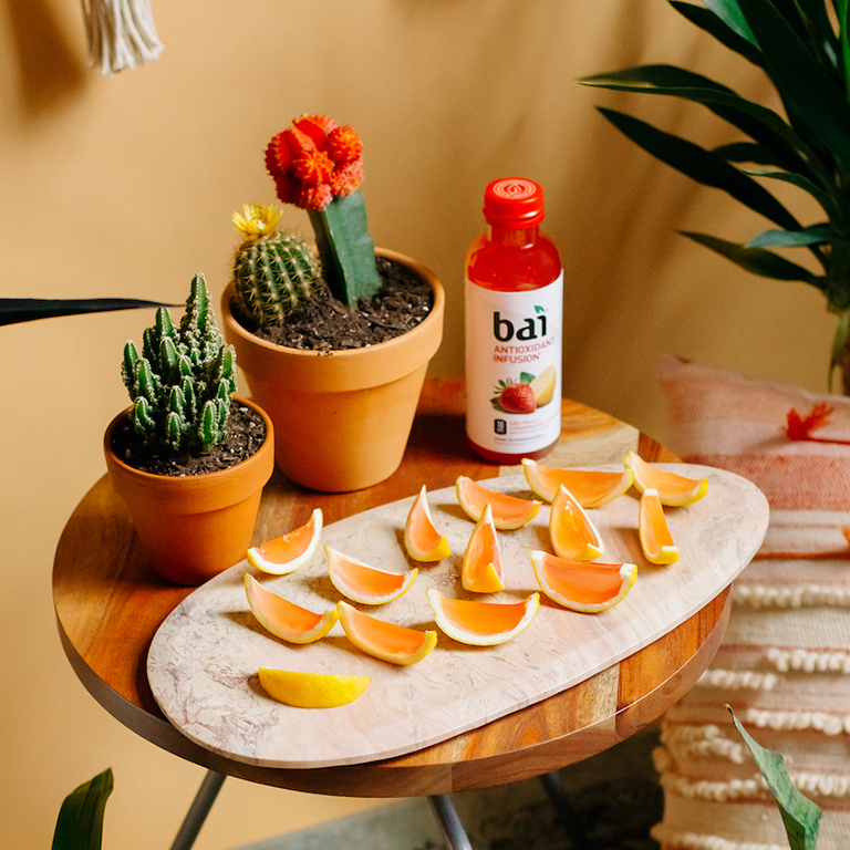 Bai Sao Paulo Strawberry Lemonade Jello Shots with cacti