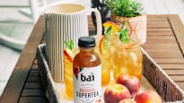 Bai Peach Supertea with peaches and brewed tea