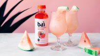 Watermelon Froze Slushie with watermelon slices made with Bai Kula Watermelon