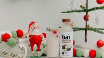 Bai White Winter Mojito Cocktail around holiday decorations