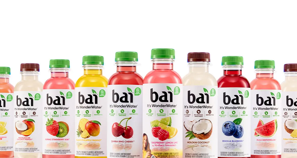 Bai Bottles in a V formation