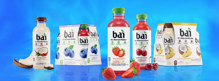 Bai Bottles with real fruit and 6 packs