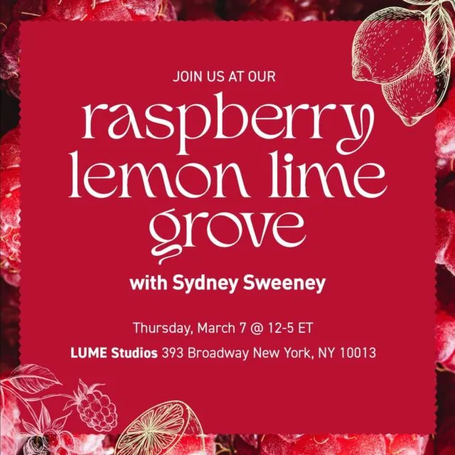 What inspired @sydney_sweeney to make Raspberry Lemon Lime with us? Come by on Thursday to find out and sample it in our Rasp